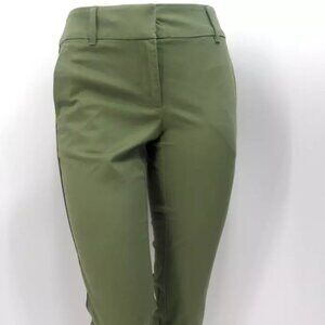 LOFT  OLIVE GREEN MODERN STRIPED SIDES CROP LEGS CASUAL CHINO PANTS SIZE: 14NWT